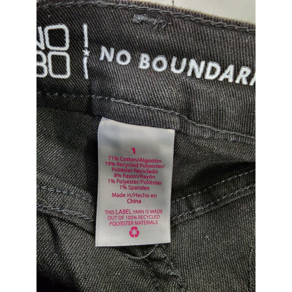 No Boundaries Stretch Mid Rise‎ Skinny Jeans Black Denim Womens Juniors Size 1 - Picture 6 of 7